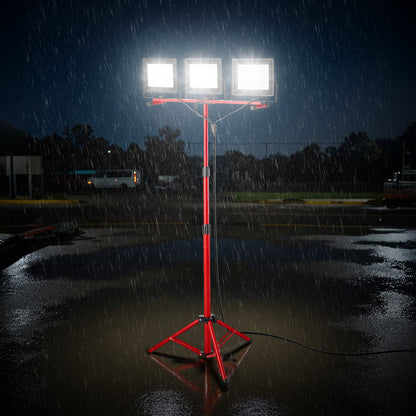 VEVOR LED Work Light with Stand, 15000 Lumens, Three-Head Portable Camping Light with Individual Switch, Tripod Stand, 10.83 ft Power Cord, for Indoor Outdoor Job Site Construction, IP65 Waterproof - DSJJZYD150006S8SJ001V1 - view 9