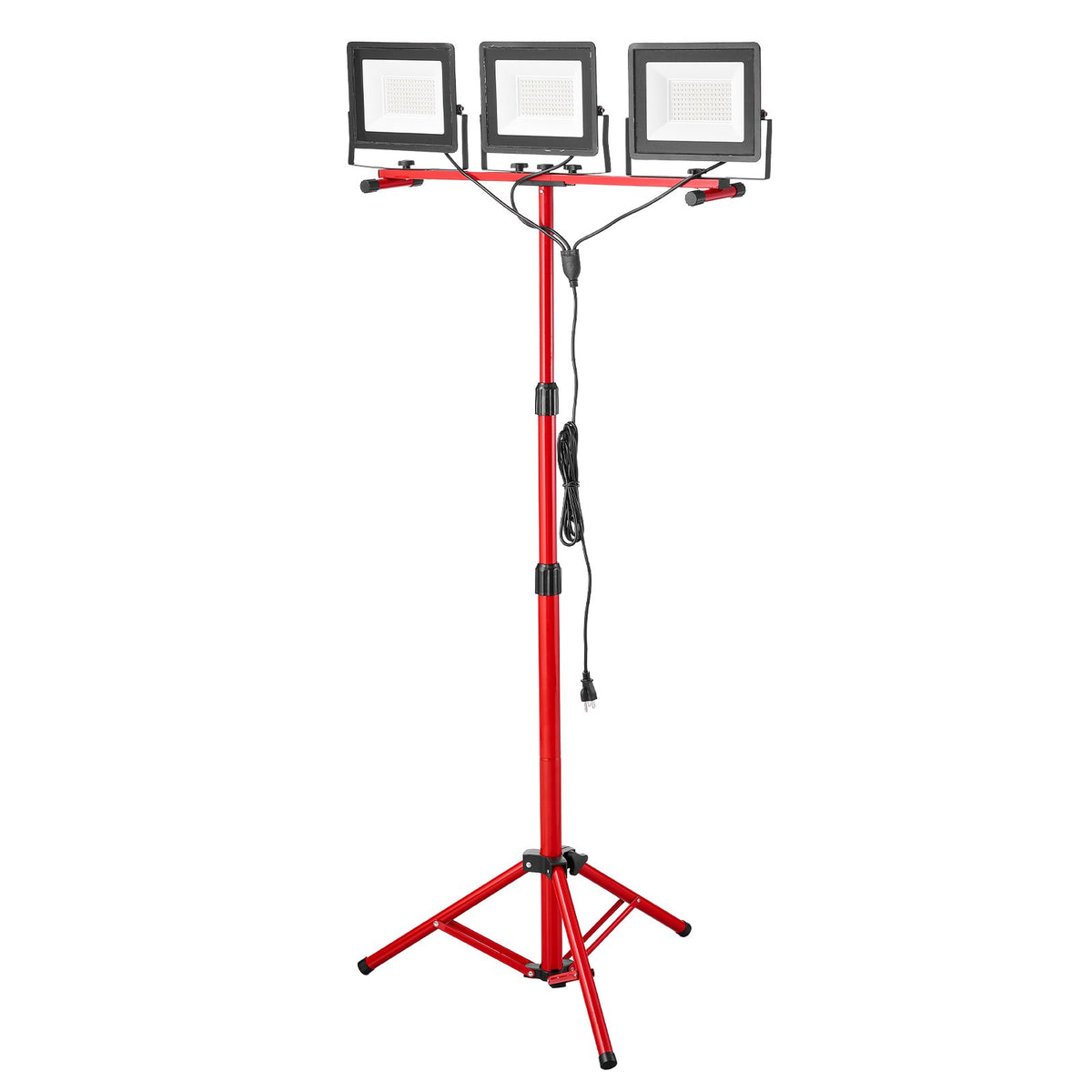 VEVOR LED Work Light with Stand, 15000 Lumens, Three-Head Portable Camping Light with Individual Switch, Tripod Stand, 10.83 ft Power Cord, for Indoor Outdoor Job Site Construction, IP65 Waterproof - DSJJZYD150006S8SJ001V1 - view 10