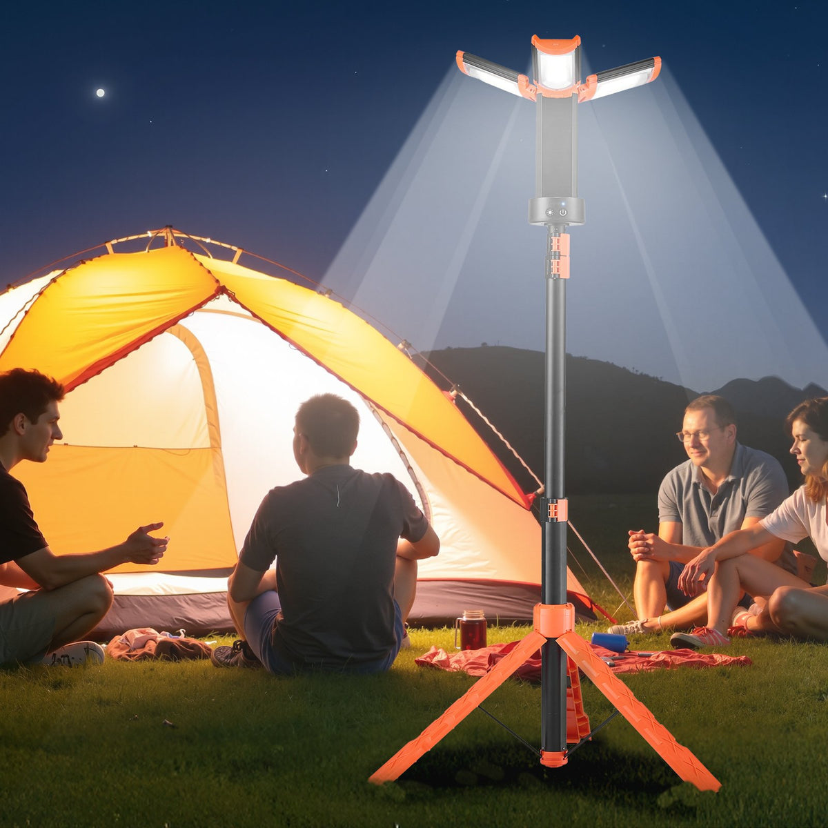 VEVOR LED Work Light with Stand, 6Ah, Rechargeable Cordless Camping Light, with 3 Lamp Heads, Detachable Tripod Stand, 2200 Lumens 3000K-6500K Dimmable, Portable Construction Lighting for Job Site - DSJJZYD6AH22LUXPP001V9 - view 9