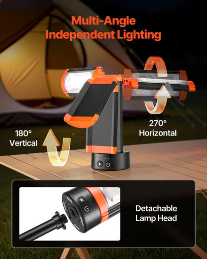 VEVOR LED Work Light with Stand, 8Ah, Rechargeable Cordless Camping Light, with 3 Lamp Heads, Detachable Tripod Stand, 2200 Lumens 3000K-6500K Dimmable, Portable Construction Lighting for Job Site - DSJJZYD8AH226TKKI001V9 - view 4