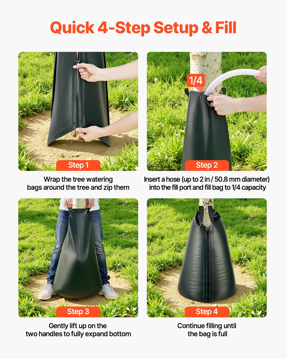 VEVOR 20 Gallon Tree Watering Bags, 25 Pack 3-4 Hours Slow Release Gator Bags for Trees, Heavy Duty PE Tree Drip Irrigation Bag with Zipper, Durable & Reusable Deep Root Shrub Watering Bag - DSJSD20GAL25RQC65001V0 - view 7