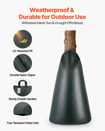 VEVOR 20 Gallon Tree Watering Bags, 4 Pack 3-4 Hours Slow Release Gator Bags for Trees, Heavy Duty PE Tree Drip Irrigation Bag with Zipper, Durable & Reusable Deep Root Shrub Watering Bag - DSJSD20GAL4J1FQZ5001V0 - view 4