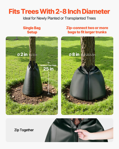 VEVOR 20 Gallon Tree Watering Bags, 4 Pack 3-4 Hours Slow Release Gator Bags for Trees, Heavy Duty PE Tree Drip Irrigation Bag with Zipper, Durable & Reusable Deep Root Shrub Watering Bag - DSJSD20GAL4J1FQZ5001V0 - view 5