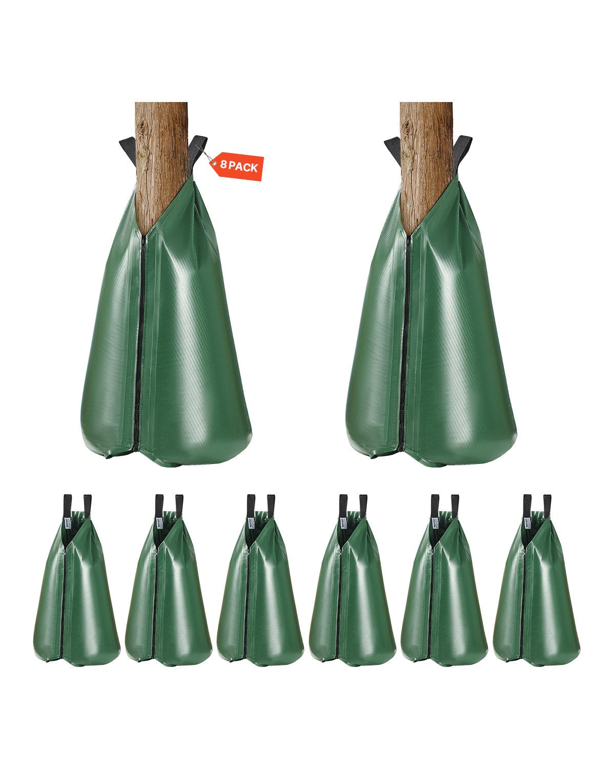 VEVOR Tree Watering Bag, 8 Packs 20 Gallons Watering Bags for New Trees, 5-9 Hours Slow Release Refillable Tree Drip Irrigation Bags with Zipper, Durable Tree Watering System for Deep Root Targeting - DSJSD20GAL8JRHNDBV0 - view 1