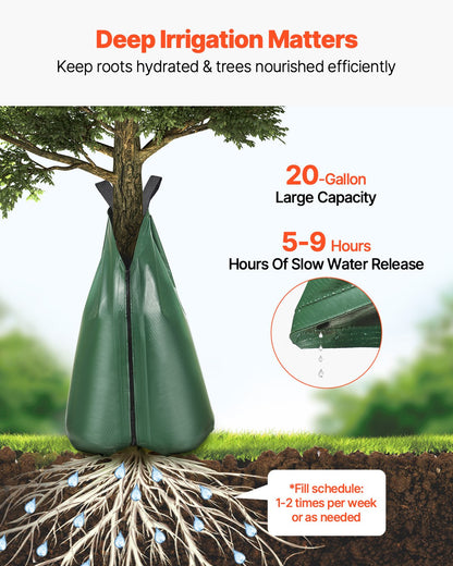 VEVOR Tree Watering Bag, 8 Packs 20 Gallons Watering Bags for New Trees, 5-9 Hours Slow Release Refillable Tree Drip Irrigation Bags with Zipper, Durable Tree Watering System for Deep Root Targeting - DSJSD20GAL8JRHNDBV0 - view 3