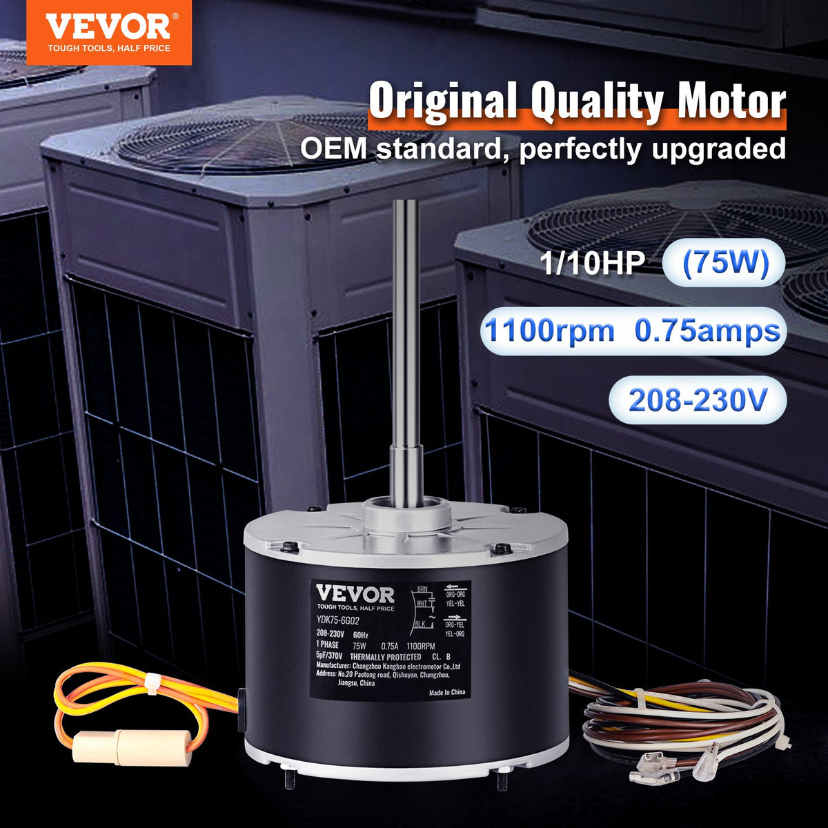 VEVOR Condenser Fan Motor - Select Your Configuration - DSLNQDJ110HP1HRDTV7 - view 2