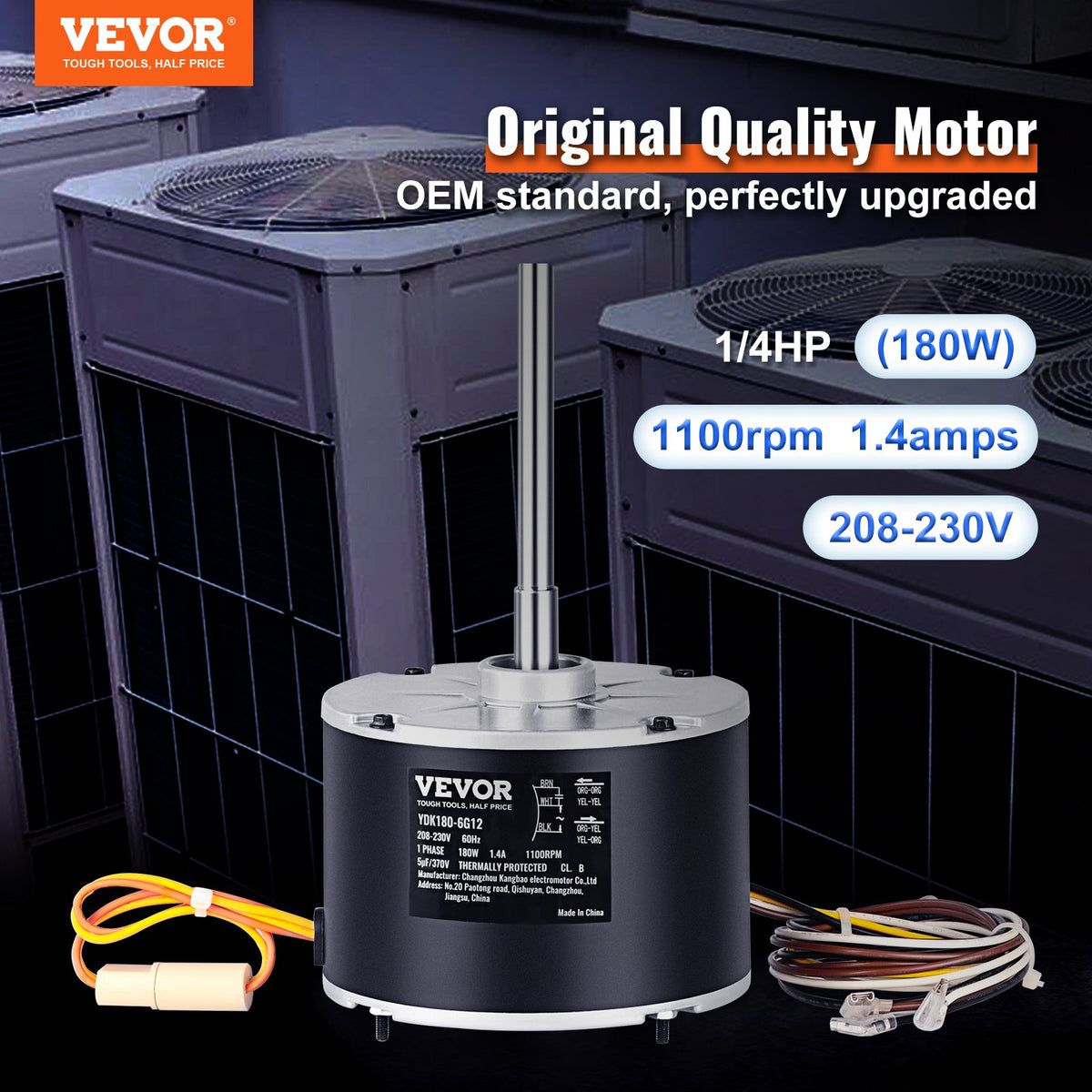 VEVOR Condenser Fan Motor - Select Your Configuration - DSLNQDJ14HP110TNZV7 - view 2