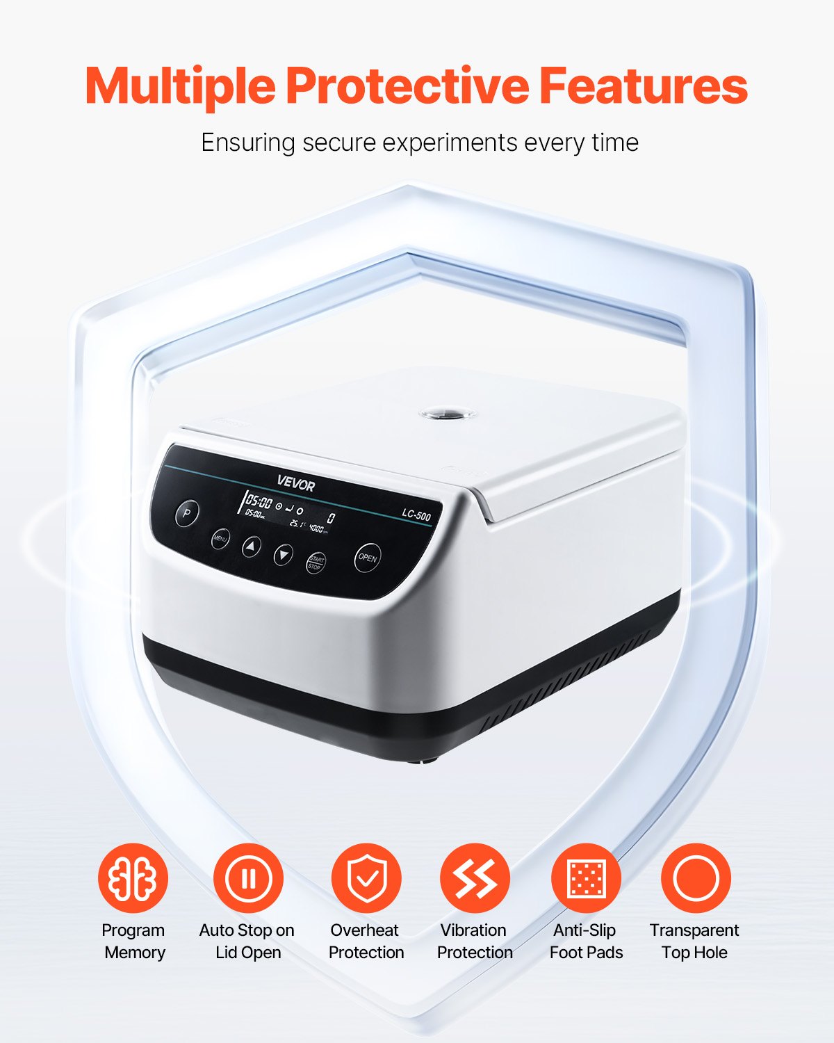 VEVOR Centrifuge Machine, 100-2100xg RCF Electric Laboratory Centrifuge Machine with 1 Rotor for 2/5/10/15/50ml Tube Capacity, Low Speed 500-4000rpm with Timer, Widely Used in Various Experiments - DSLXJ50ML000NL0Y3001V1 - view 5