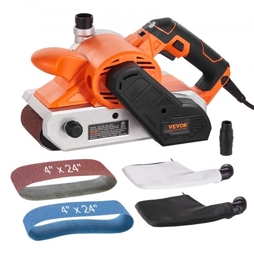 VEVOR 10AMP Belt Sander, 4" x 24" Belt Sanders for Woodworking with 6 Speeds 274-480 m/min, Powerful Sander Machine with 2 in 1 Vacuum Adapter, 2 Dust Bags, 2 Sanding Belts - DSSGJS100AMP47J4IV1 - view 1