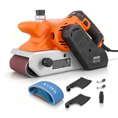 VEVOR 11.5A Belt Sander 4" x 24" Woodworking Belt Sander 6 Variable Speeds, 900-1550 FPM Sanding Machine with 10PCS Sanding Belts, 2 Dust Bags & 2-in-1 Vacuum Adapter for Woodworking Projects - DSSMJSCSCDK16SERM001V1 - view 1