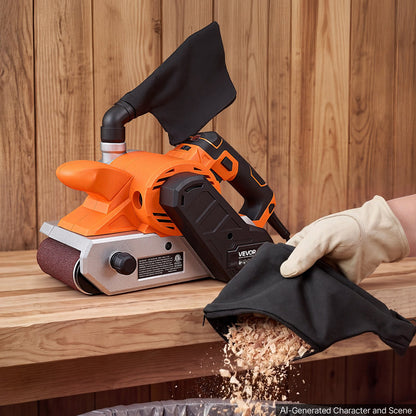 VEVOR 11.5A Belt Sander 4" x 24" Woodworking Belt Sander 6 Variable Speeds, 900-1550 FPM Sanding Machine with 10PCS Sanding Belts, 2 Dust Bags & 2-in-1 Vacuum Adapter for Woodworking Projects - DSSMJSCSCDK16SERM001V1 - view 9