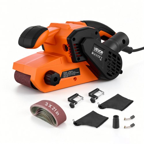 VEVOR 7A Belt Sander 3" x 21" Woodworking Belt Sander 6 Speeds 630-1200 FPM, 2-in-1 Handheld & Benchtop Sanding Machine with 2 Dust Bags, 10PCS Sanding Belts & 2 Clamps for Woodworking Projects - DSSMJSCTSLYC1AGDP001V1 - view 2