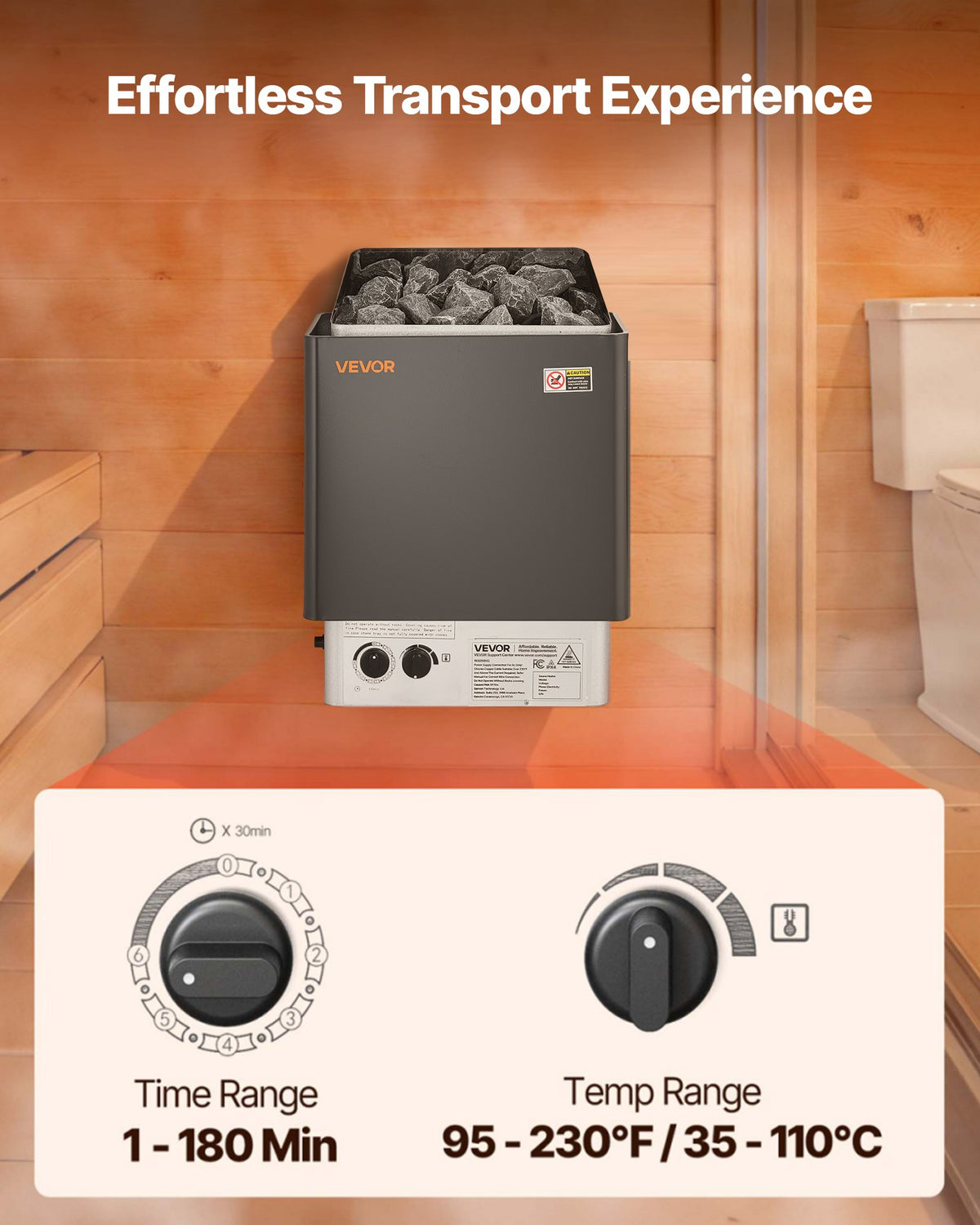 VEVOR Sauna Heater, 2KW AC 120V Electric Sauna Stove, Dry Steam Bath Saunas Stove with Pre-Drilled Bracket, Fit 52.9 to 88.2 CU.FT Saunas Rooms, Steam Bath Stoves for Home, Commercial, Leisure Venues - DSSNL2KWNKLX27E6N001V1 - view 6