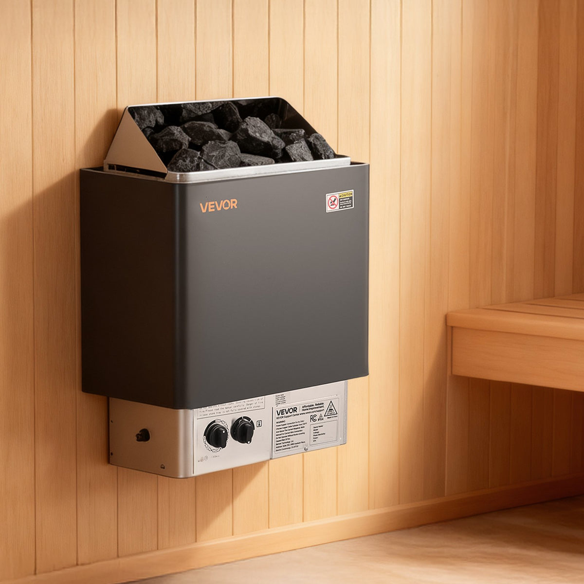 VEVOR Sauna Heater, 2KW AC 120V Electric Sauna Stove, Dry Steam Bath Saunas Stove with Pre-Drilled Bracket, Fit 52.9 to 88.2 CU.FT Saunas Rooms, Steam Bath Stoves for Home, Commercial, Leisure Venues - DSSNL2KWNKLX27E6N001V1 - view 9