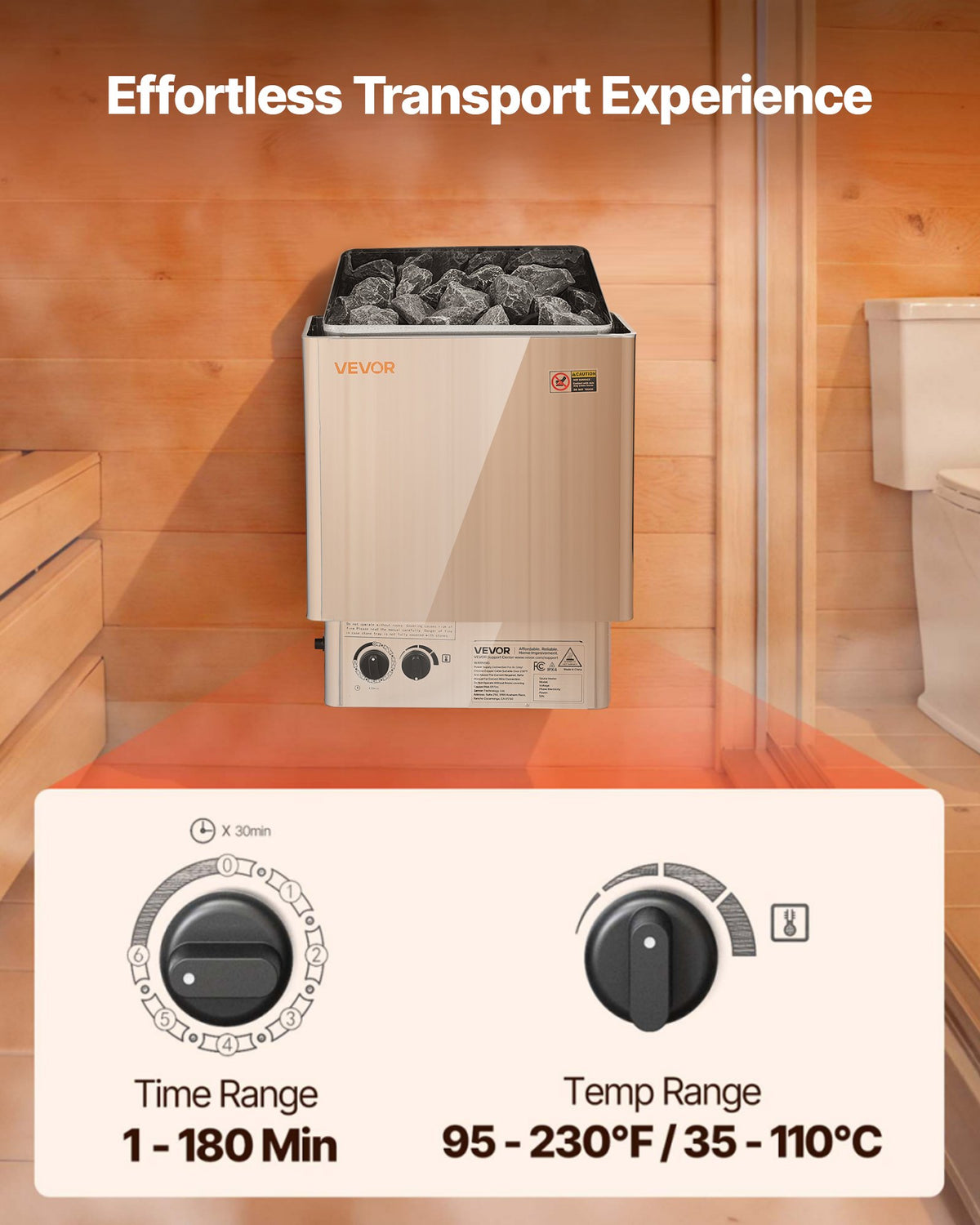 VEVOR Sauna Heater, 4.5KW 240V Electric Sauna Stove, Dry Steam Bath Saunas Stove with Pre-Drilled Bracket, Fit 105 to 210 CU.FT Saunas Rooms, Steam Bath Stoves for Home, Commercial, Leisure Venues - DSSNL45KWNKBQGX0G001V4 - view 6