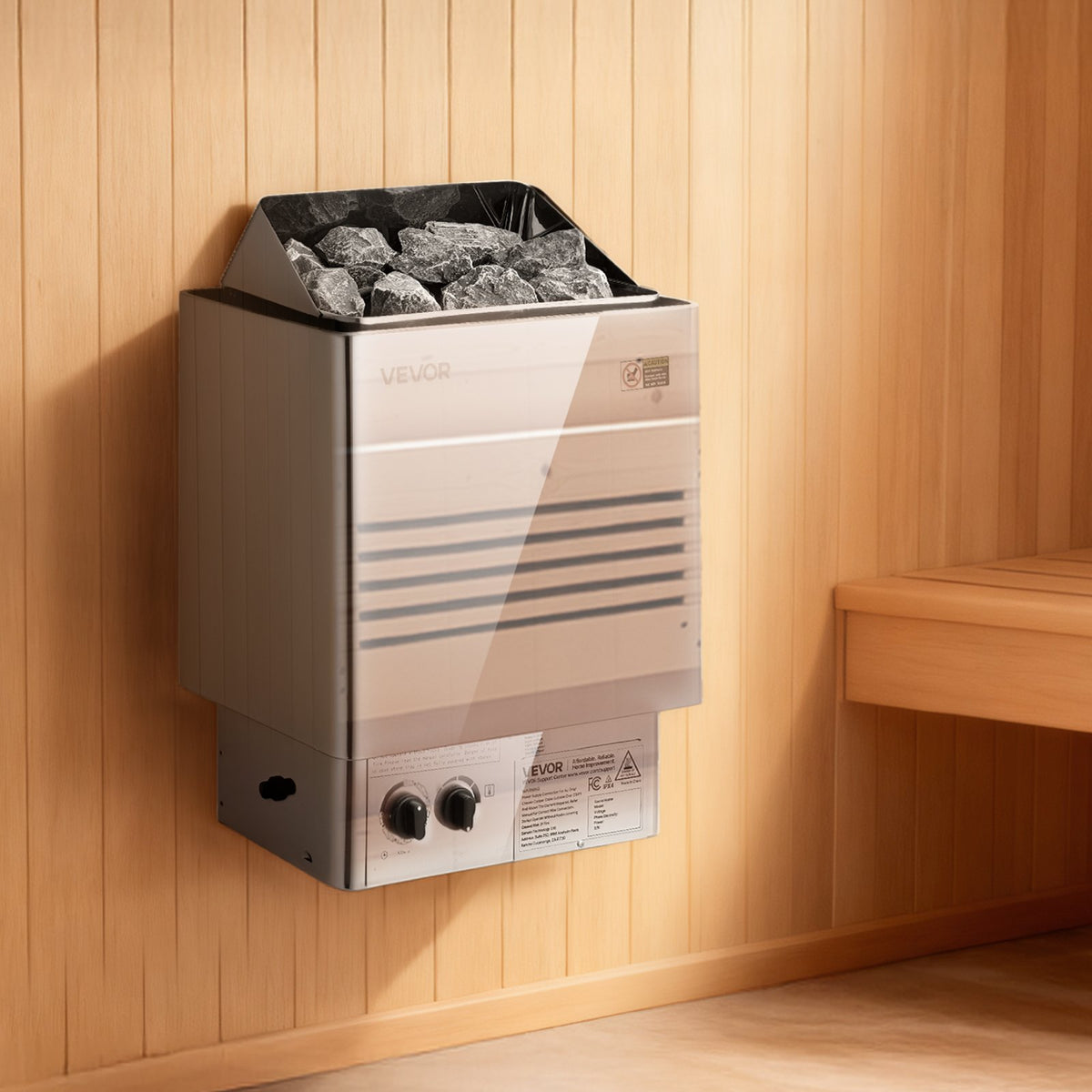 VEVOR Sauna Heater, 4.5KW 240V Electric Sauna Stove, Dry Steam Bath Saunas Stove with Pre-Drilled Bracket, Fit 105 to 210 CU.FT Saunas Rooms, Steam Bath Stoves for Home, Commercial, Leisure Venues - DSSNL45KWNKBQGX0G001V4 - view 9