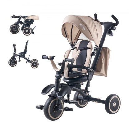 VEVOR Toddler Tricycle & Stroller for 18 Months to 5 Year Old, 7-in-1 Kids Trike with Parent Push Handle, Canopy, Rotating Seat and Storage