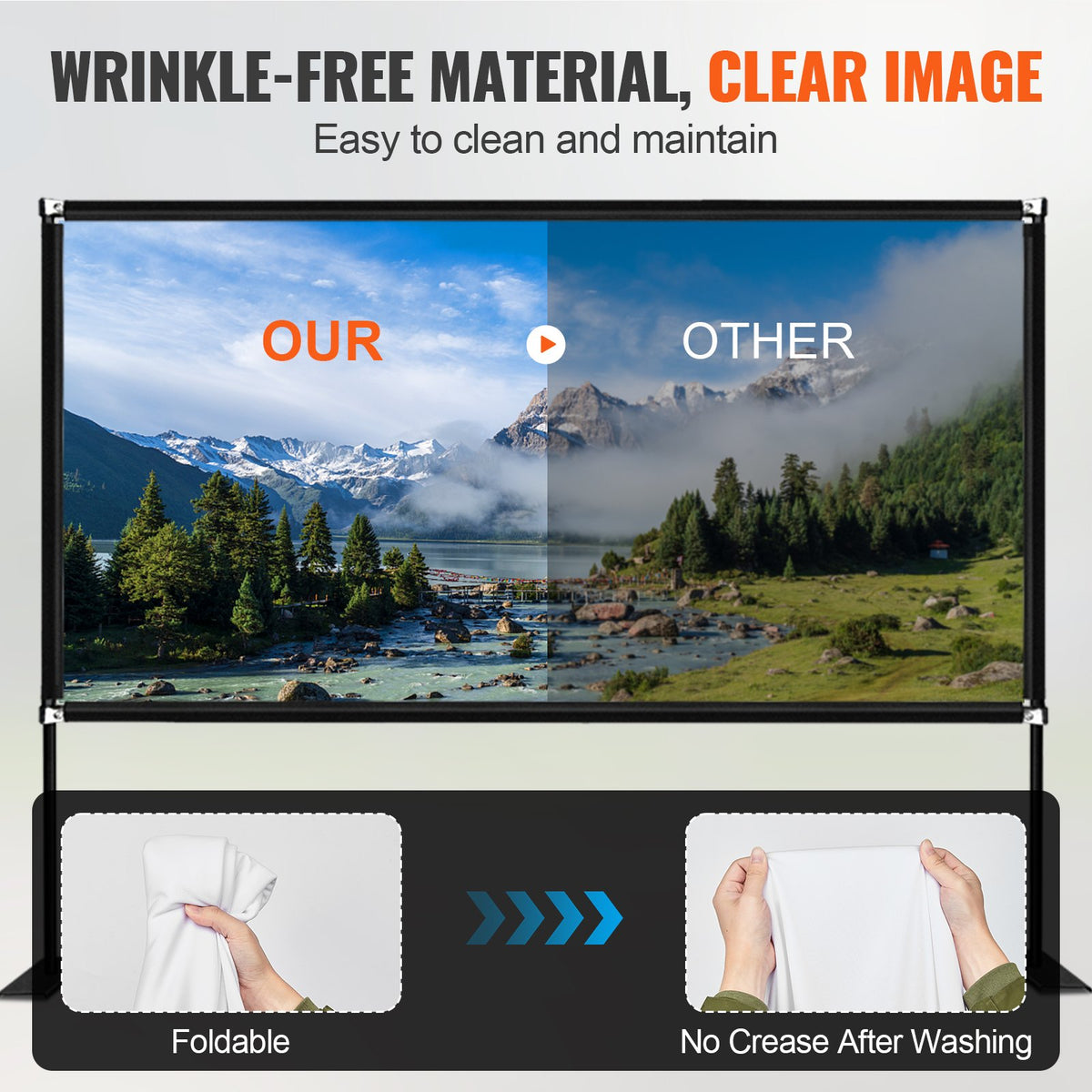 VEVOR Projection Screen with Stand - Select Your Configuration - DSTPMYC180WDPDVTFV0 - view 3