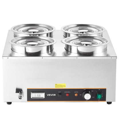 VEVOR Electric Soup Warmer, Four 6.34QT Stainless Steel Round Pot with 86~185°F Adjustable Temp, 1500W Commercial Bain Marie with Anti-dry Burn and Reset Button, Soup Station for Restaurant, Buffet - DSWPSYTGWFPZ3JBU7001V1 - view 10