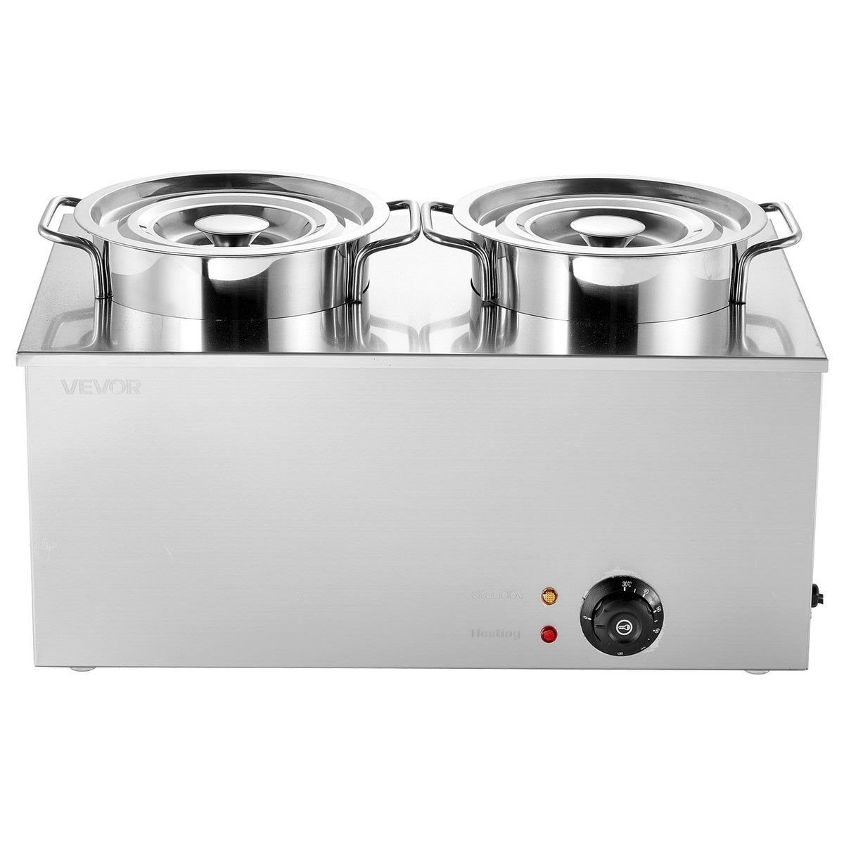 VEVOR Electric Soup Warmer, Two 6.34QT Stainless Steel Round Pot with 86~185°F Adjustable Temp, 1200W Commercial Bain Marie Compatible with Pans, Soup Station for Restaurant, Buffet - DSWPSYTGWFPZ9VO9A001V1 - view 10