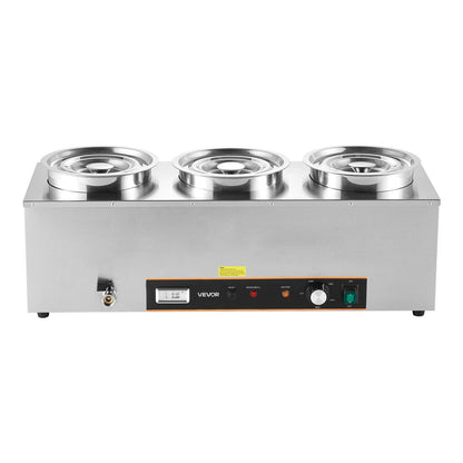 VEVOR Electric Soup Warmer, Three 6.34QT Stainless Steel Round Pot with 86~185°F Adjustable Temp, 1500W Commercial Bain Marie with Anti-dry Burn and Reset Button, Soup Station for Restaurant, Buffet - DSWPSYTGWFPZKRRM9001V1 - view 10