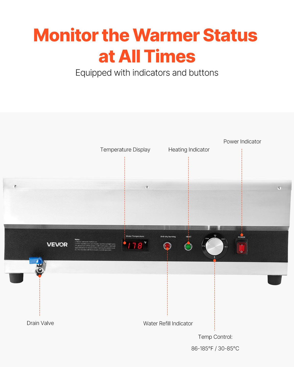 VEVOR Electric Soup Warmer, Two 6.34QT Pots & Three 1/3 Pans, Stainless Steel Commercial Food Warmer with 86~185°F Adjustable Temp, 1500W Bain Marie, Soup Station for Restaurant, Buffet - DSWPSYTGWFPZWT6B9001V1 - view 5