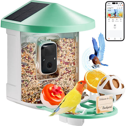 VEVOR Smart Bird Feeder with Camera, 2K HD AI Identify 10000+ Bird Species, Solar-Powered Bird Watching Camera with Auto Capture & Instant Notify, Wireless Outdoor Gift for Bird Lover (2 Solar Panels) - DSXTDWNQWDCMO30NNY3 - view 1