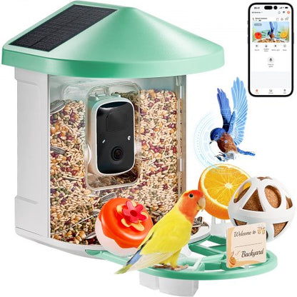 VEVOR Smart Bird Feeder with Camera, 2K HD AI Identify 10000+ Bird Species, Solar-Powered Bird Watching Camera with Auto Capture & Instant Notify, Wireless Outdoor Gift for Bird Lover (2 Solar Panels) - DSXTDWNQWDCMO30NNY3 - view 2
