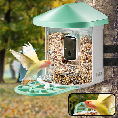 VEVOR Smart Bird Feeder with Camera, 2K HD AI Identify 10,000+ Bird Species, Solar-Powered Bird Watching Camera with Auto Capture & Instant Notify, Wireless Outdoor Ideal Gift for Bird Lovers (Green) - DSXTDWNQWZ1KP23M5Y3 - view 9