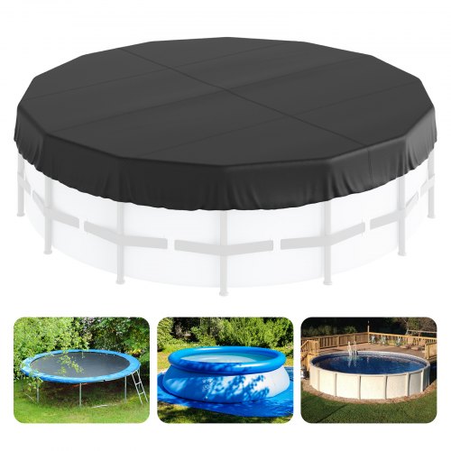 VEVOR 18 Ft Round Pool Cover, Solar Covers for Above Ground Pools, Safety Pool Cover with Drawstring Design, 420D Oxford Fabric Winter Pool Cover, Waterproof and Dustproof, Black - DSYCAQYCG18F6KPXNV0 - view 2