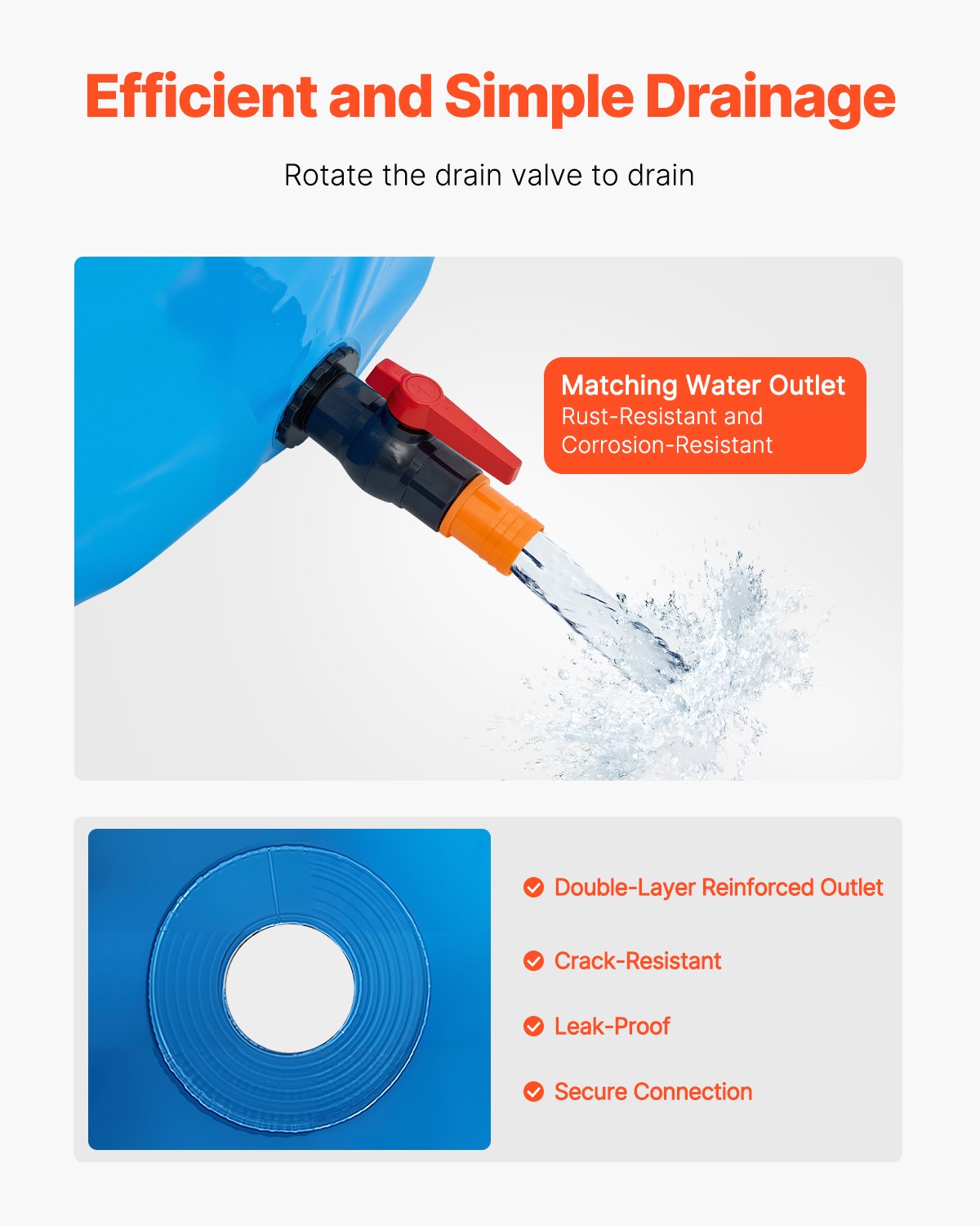 VEVOR Canvas Fish Pond, 818 Gal Capacity Above Ground Fish Pond, Foldable PVC Koi Tank, Round Goldfish Tank with Stable Frame and Drain Valve, for Aquaculture, Koi Breeding, and Irrigation (Blue) - DSYCLS2MZJ1MU7YAG001V0 - view 6