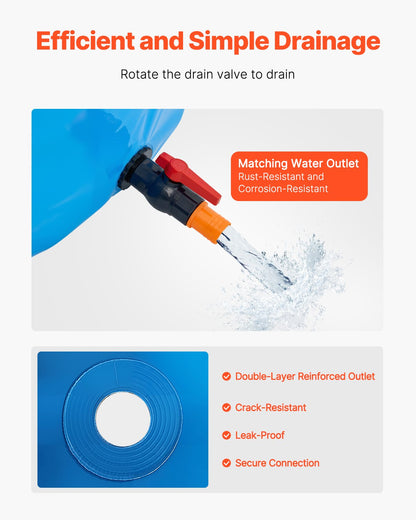 VEVOR Canvas Fish Pond, 818 Gal Capacity Above Ground Fish Pond, Foldable PVC Koi Tank, Round Goldfish Tank with Stable Frame and Drain Valve, for Aquaculture, Koi Breeding, and Irrigation (Blue) - DSYCLS2MZJ1MU7YAG001V0 - view 6