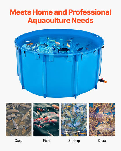 VEVOR Canvas Fish Pond, 818 Gal Capacity Above Ground Fish Pond, Foldable PVC Koi Tank, Round Goldfish Tank with Stable Frame and Drain Valve, for Aquaculture, Koi Breeding, and Irrigation (Blue) - DSYCLS2MZJ1MU7YAG001V0 - view 7