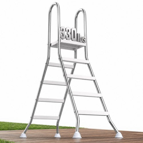 VEVOR Above Ground Pool Ladder, Stainless Steel A-Frame Swimming Pool Stairs for 49.2 in High Wall, 330 lbs Capacity Heavy Duty Entry/Exit Steps with Secure Non-Slip 4 Steps and Platform, Silver - DSYCTBXGKAXB572TB001V0 - view 2