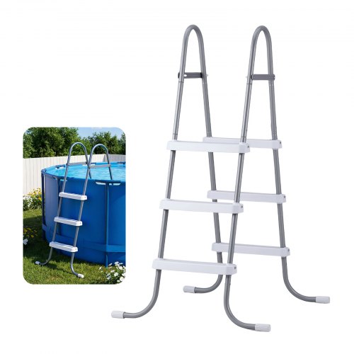 VEVOR Above Ground Pool Ladder, 3-Step Steel A-Frame Swimming Pool Stairs for 42 in High Wall, 300 lbs Capacity Entry/Exit Steps with Secure Non-Slip Sturdy Wide Step, Easy Setup, Gray & White - DSYCTTGK42IN9J90B001V0 - view 2