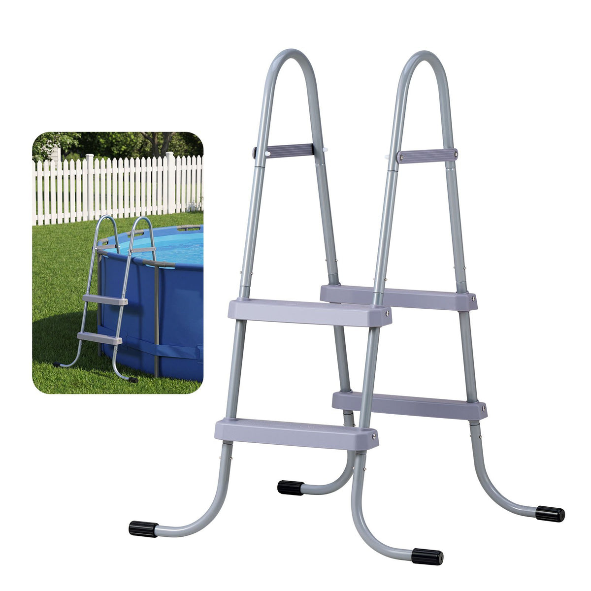 VEVOR Above Ground Pool Ladder, 2-Step Steel A-Frame Swimming Pool Stairs for 33 in High Wall, 300 lbs Capacity Entry/Exit Steps with Secure Non-Slip Sturdy Wide Step, Easy Setup Outdoor, Gray - DSYCTTGKAXHSFCQJR001V0 - view 1