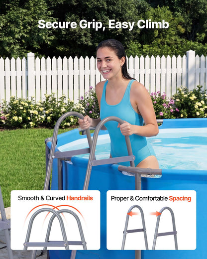VEVOR Above Ground Pool Ladder, 2-Step Steel A-Frame Swimming Pool Stairs for 33 in High Wall, 300 lbs Capacity Entry/Exit Steps with Secure Non-Slip Sturdy Wide Step, Easy Setup Outdoor, Gray - DSYCTTGKAXHSFCQJR001V0 - view 6