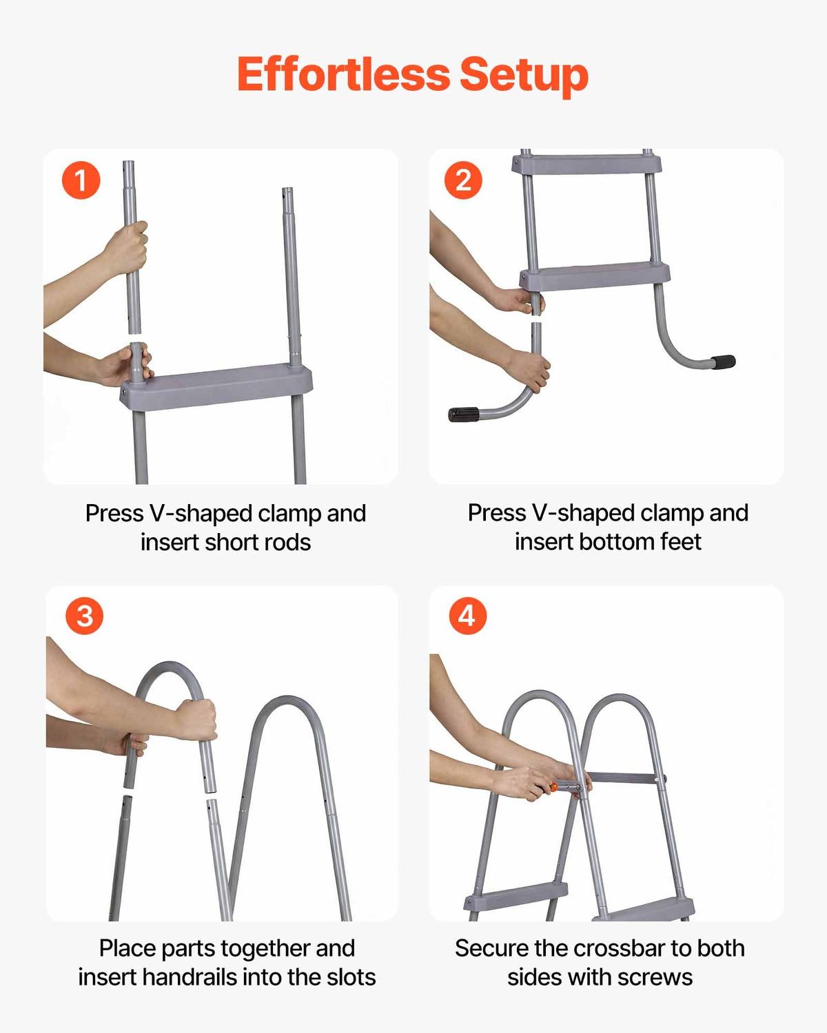 VEVOR Above Ground Pool Ladder, 2-Step Steel A-Frame Swimming Pool Stairs for 33 in High Wall, 300 lbs Capacity Entry/Exit Steps with Secure Non-Slip Sturdy Wide Step, Easy Setup Outdoor, Gray - DSYCTTGKAXHSFCQJR001V0 - view 7