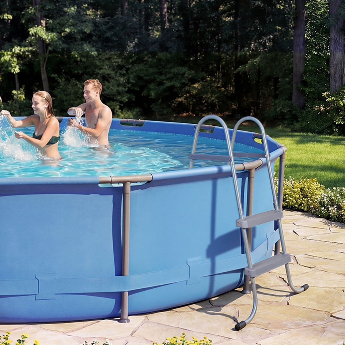VEVOR Above Ground Pool Ladder, 2-Step Steel A-Frame Swimming Pool Stairs for 33 in High Wall, 300 lbs Capacity Entry/Exit Steps with Secure Non-Slip Sturdy Wide Step, Easy Setup Outdoor, Gray - DSYCTTGKAXHSFCQJR001V0 - view 9