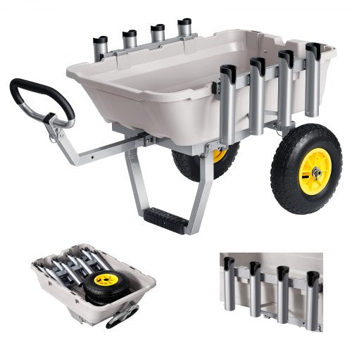 VEVOR Beach Fishing Cart, 200 lbs Load Capacity, Fishing Cart with Poly Bed, Heavy-Duty Aluminum Alloy Frame, 13-Inch All-Terrain Tires, 8 Rod Holders, Strap, Easy to Clean, for Outdoor Camping Picnic - DSYJC2L000006B04P001V0 - view 2