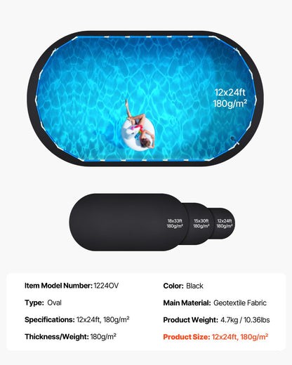 VEVOR Oval Pool Liner Pad, 12 x 24 ft Pool Liner Pad for Above Ground Swimming Pools, Extra-Thick Pool Mat, Prevents Punctures, Recycled Geotextile Material Underlayment Pad, Extend Liner Life - DSYYCDDOVAL1FNG34001V0 - view 8