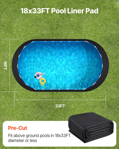 VEVOR Oval Pool Liner Pad, 18 x 33 ft Pool Liner Pad for Above Ground Swimming Pools, Extra-Thick Pool Mat, Prevents Punctures, Recycled Geotextile Material Underlayment Pad, Extend Liner Life - DSYYCDDOVAL1YFH9K001V0 - view 6