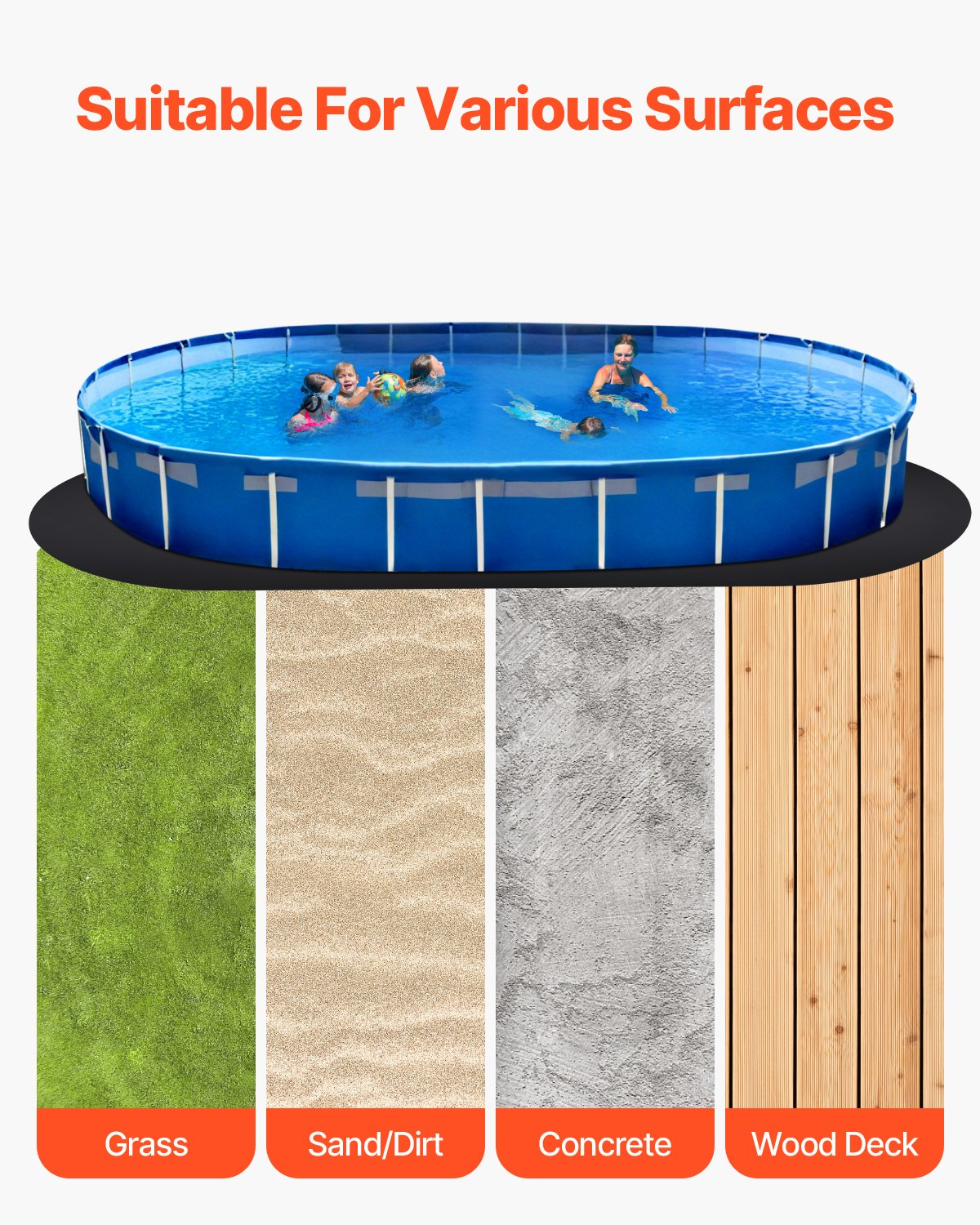VEVOR Oval Pool Liner Pad, 18 x 33 ft Pool Liner Pad for Above Ground Swimming Pools, Extra-Thick Pool Mat, Prevents Punctures, Recycled Geotextile Material Underlayment Pad, Extend Liner Life - DSYYCDDOVAL1YFH9K001V0 - view 7