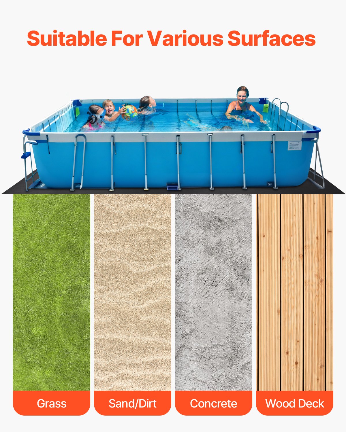 VEVOR Rectangle Pool Liner Pad, 12 x24 ft Pool Liner Pad for Above Ground Swimming Pools, Extra-Thick Pool Mat, Prevents Punctures, Recycled Geotextile Material Underlayment Pad, Extend Liner Life - DSYYCDDRECTA10MMP001V0 - view 7