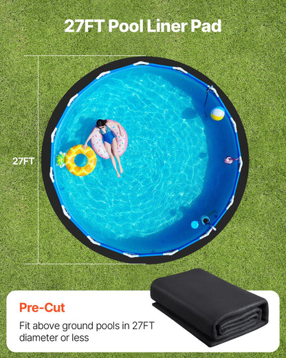 VEVOR 27ft Round Pool Liner Pad, Pool Liner Pad for Above Ground Swimming Pools, Extra-Thick Pool Mat, Prevents Punctures, Recycled Geotextile Material Underlayment Pad, Extend Liner Life - DSYYCDDROUND7IZE8001V0 - view 6