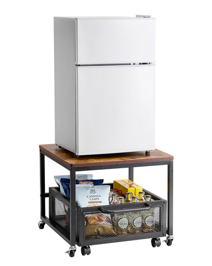VEVOR Mini Fridge Stand with Storage, 198 lbs Mini Fridge Table with Movable Storage Cart & Swivel Wheels, Beverage Refrigerator Stand for Coffee Bar, Mini Fridge Organizer for Home Dorm, Light Brown - DTCKMNBXZJ1C1W7AXV0 - view 1