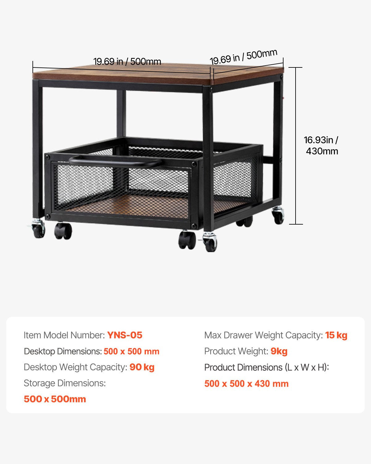 VEVOR Mini Fridge Stand with Storage, 198 lbs Mini Fridge Table with Movable Storage Cart & Swivel Wheels, Beverage Refrigerator Stand for Coffee Bar, Mini Fridge Organizer for Home Dorm, Light Brown - DTCKMNBXZJ1C1W7AXV0 - view 8