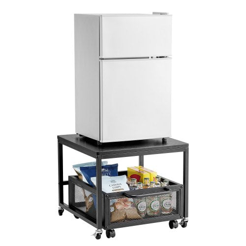 VEVOR Mini Fridge Stand with Storage, 198 lbs Mini Fridge Table with Movable Storage Cart & Swivel Wheels, Beverage Refrigerator Stand for Coffee Bar, Mini Fridge Organizer for Office Home Dorm, Black - DTCKMNBXZJ1C30NWZV0 - view 2