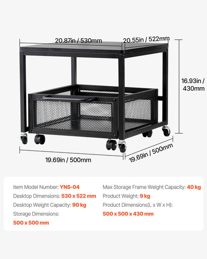VEVOR Mini Fridge Stand with Storage, 198 lbs Mini Fridge Table with Movable Storage Cart & Swivel Wheels, Beverage Refrigerator Stand for Coffee Bar, Mini Fridge Organizer for Office Home Dorm, Black - DTCKMNBXZJ1C30NWZV0 - view 8