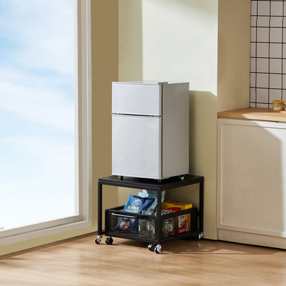 VEVOR Mini Fridge Stand with Storage, 198 lbs Mini Fridge Table with Movable Storage Cart & Swivel Wheels, Beverage Refrigerator Stand for Coffee Bar, Mini Fridge Organizer for Office Home Dorm, Black - DTCKMNBXZJ1C30NWZV0 - view 9